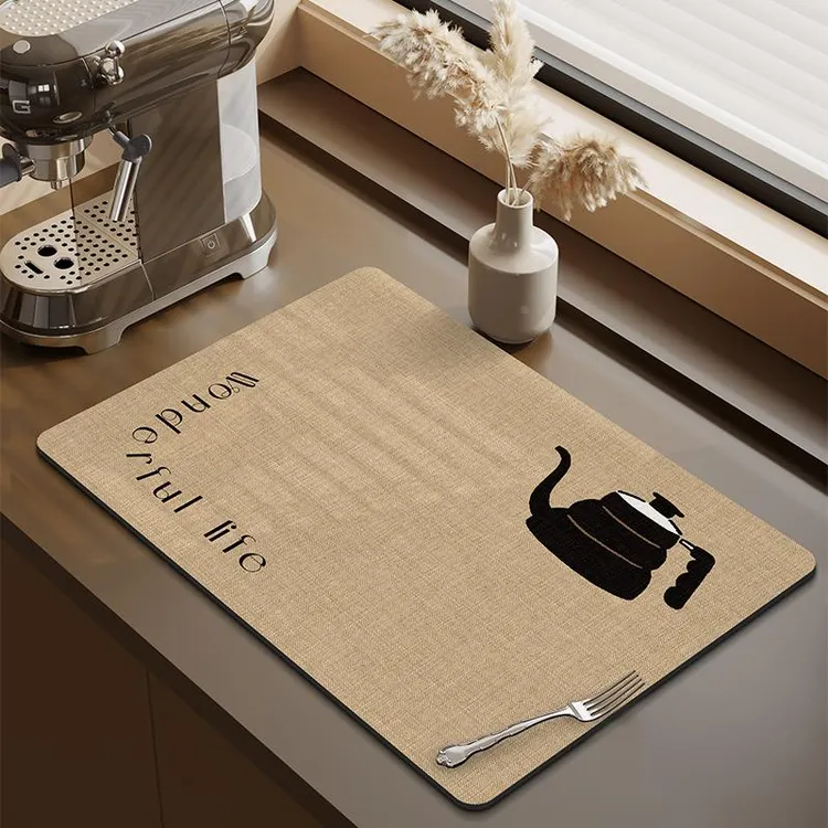 简约咖啡机垫厨房台面沥水垫防滑吸水凉垫吧台洗手台垫碗盘垫碗碟