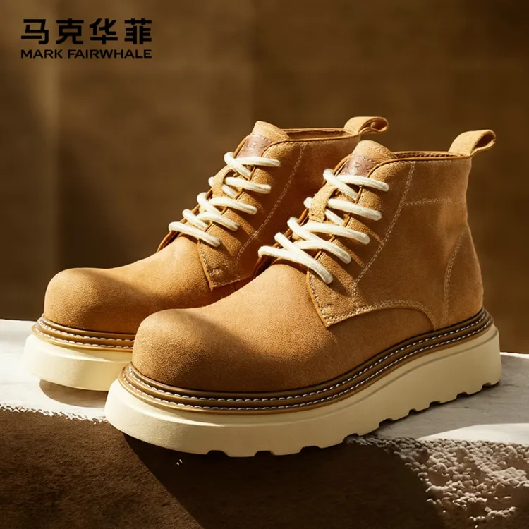 马克华菲马丁靴男款2025新款真皮复古大头工装靴户外休闲大黄靴子