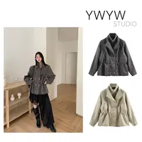 【YWYW25F/W】设计感收腰抽绳立领防风气质夹克宽松短外套5599