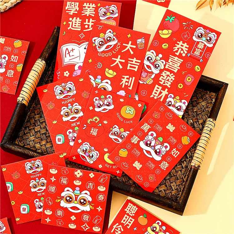 2026马年新款港风醒狮卡通红包袋儿童可爱春节过新年压岁利是封包