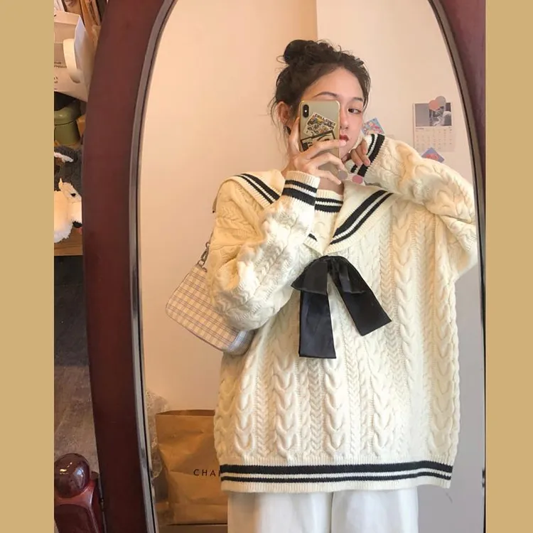 秋冬季时尚网红学院风甜美套装女小个子穿搭针织毛衣百褶裙两件套