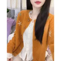 圆领春季休闲风针织短款毛针织衫毛衣女装秋季秋冬