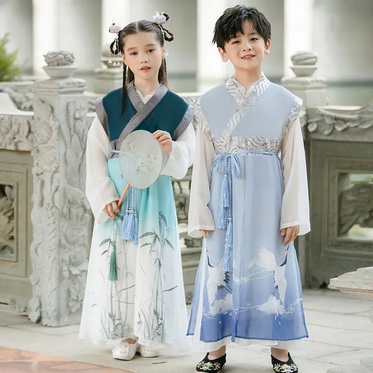 汉服男童夏儿童古装风小学生国学服夏装宝宝唐装中国风超仙春秋