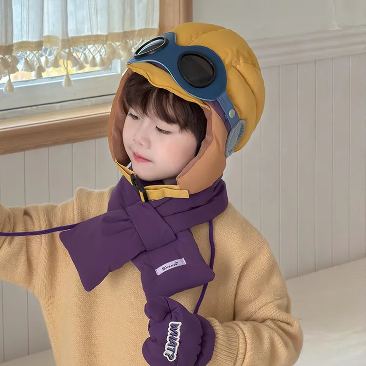 宝宝帽子飞行员帽加绒加厚保暖秋冬护耳帽套头帽户外大童帽雷锋帽