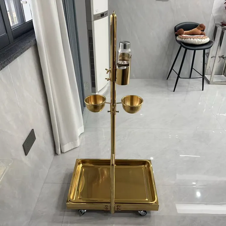 金色不锈钢鹦鹉站架适合玄凤和尚中小型鸟类训练观赏落地架子