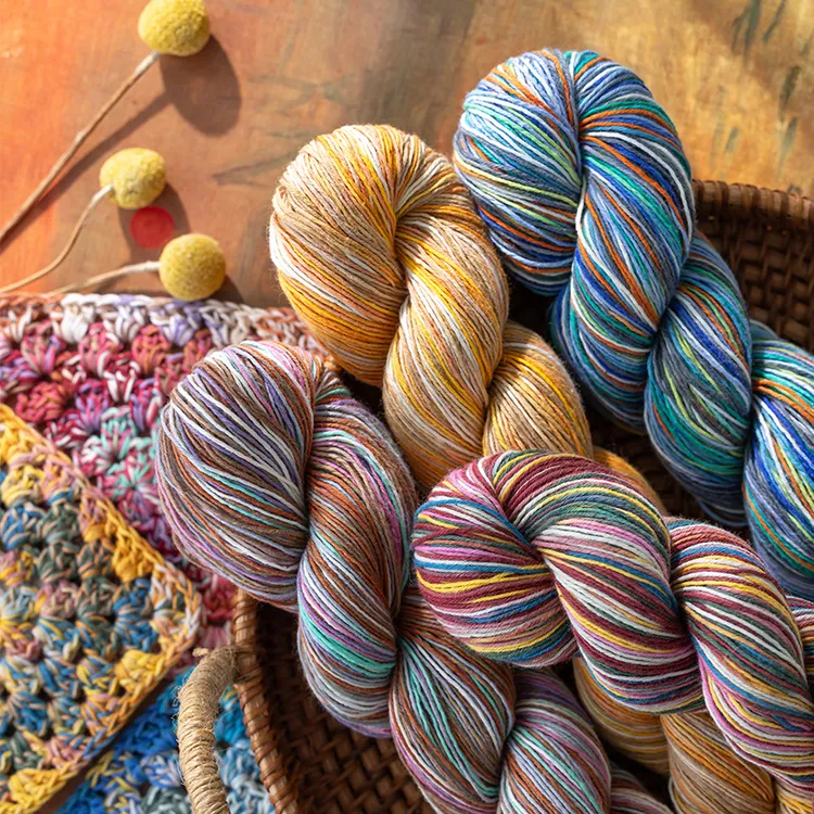 苏苏姐家印象斑斓棉线手工钩针棒针编织diy帽子衣服包包毛线团