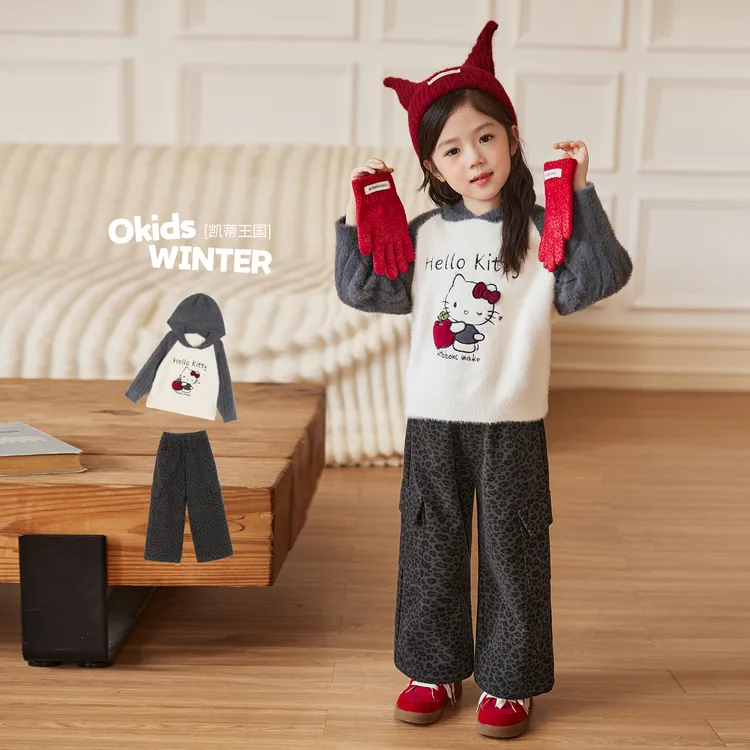 小O宝Okids童装 宝宝毛衣女Kitty2025冬季新款女童毛衣 OD594199