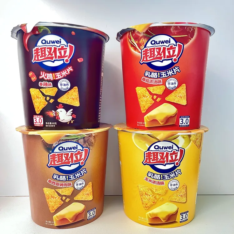 【到手4桶】趣位玉米片浓香番茄浓汤香辣味玉米脆片薯片膨化零食
