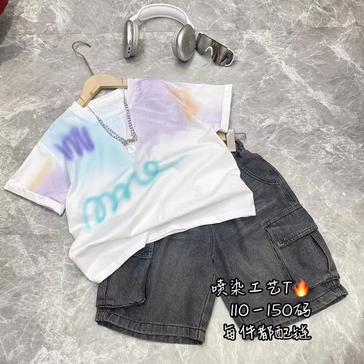 1号连接下单请备注编码男童夏款套装潮流纯色百搭韩版夏季