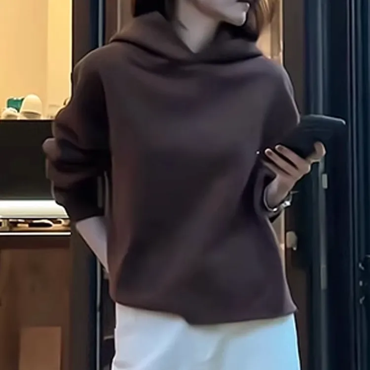 美式复古连帽卫衣女秋季新款胖MM大码女装显瘦宽松慵懒风休闲上衣