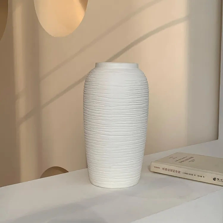 白色北欧陶瓷可装水干花花瓶水养装饰摆件客厅插花日式现代简约