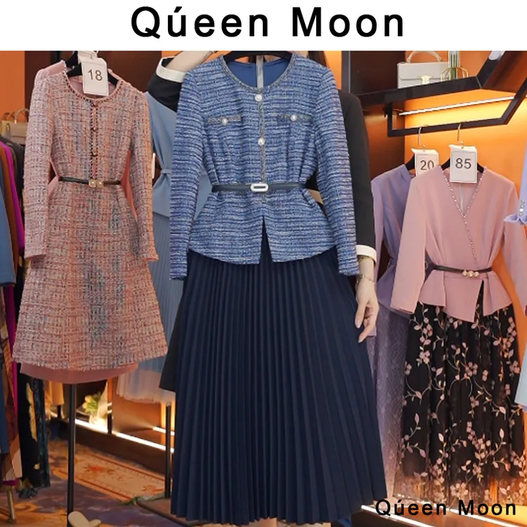 编码26【QúeenMoon】经典轻奢百搭气质连衣裙拼接长裙女(定制女装)