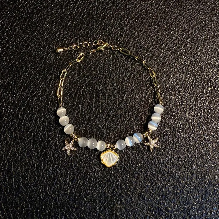 合金手链 海风轻吻 海星高颜值串珠手链时尚小众清冷甜美百搭手饰