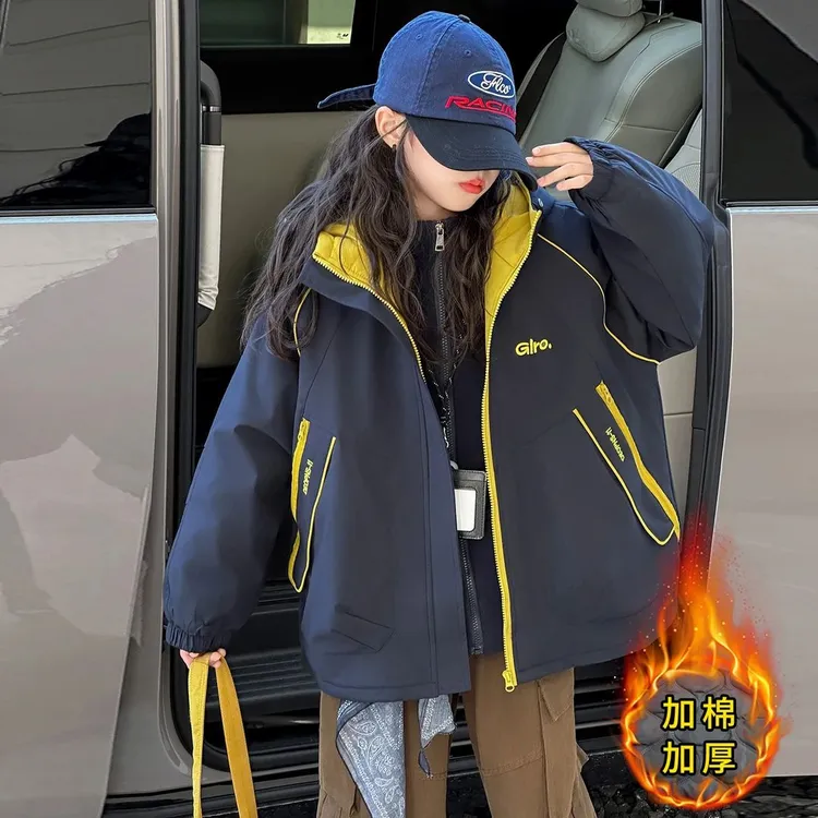 女童冲锋衣夹棉加厚秋冬2025新款儿童户外防风深秋女大童初冬外套