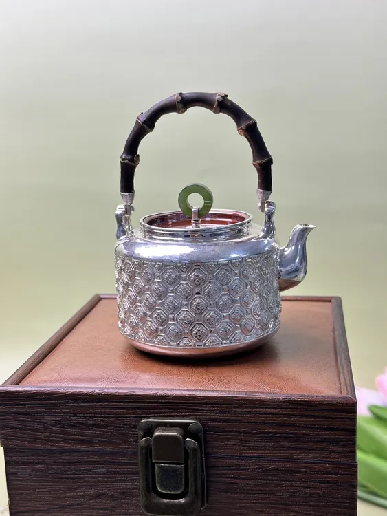 【一起淘儿】D103# 精瓷手工银壶，纯银打造，高端茶壶，高端礼品