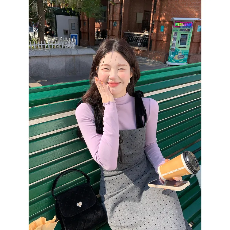 火火【灰系智性】韩版chill穿搭气质系带波点吊带连衣裙L38584HH53