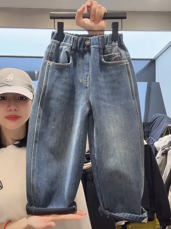 杭州六小六正版BY LIUXIAOLIU秋冬季儿童加绒牛仔裤17958