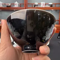 柴窑乌金釉鸡心杯