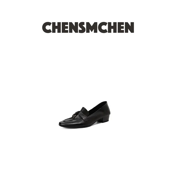 CHENSMCHEN 英伦风百搭简约锁扣吊坠通勤乐福鞋女