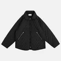 原创秋冬时尚简约复古宽松舒适慵懒通勤休闲百搭菱格棉服Z254032