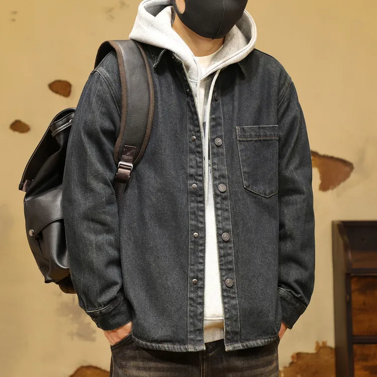 美式工装复古水洗牛仔衬衫男士春秋季长袖外套宽松潮牌夹克男秋季