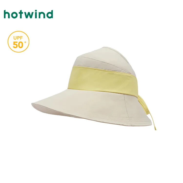 热风2025年夏季新款女士空顶中檐防晒帽P012W25201