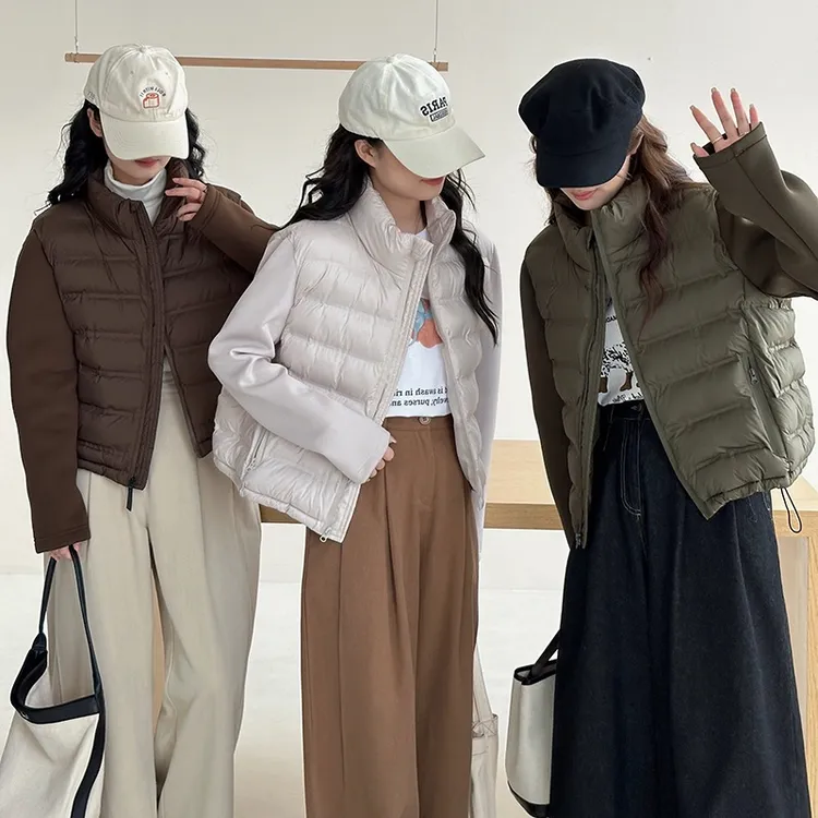 轻薄款棉服女2025新款立领棉衣秋冬时尚简约韩系棉衣外套拼接棉袄