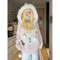 凛可爱 秋冬甜美可爱毛茸雪人连帽卫衣女宽松百搭慵懒保暖毛衣