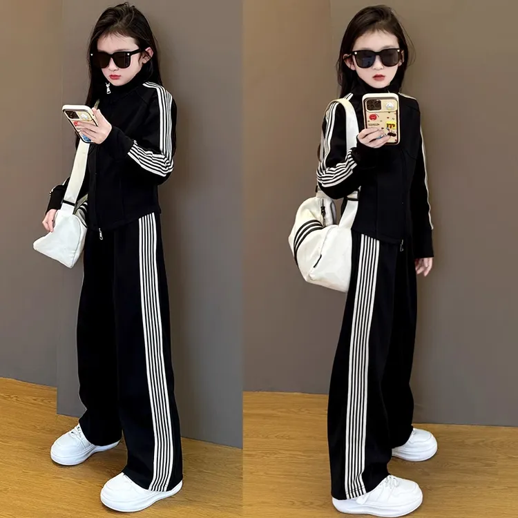 女童运动套装春季2025新款洋气儿童春装中大童网红春秋时髦两件套