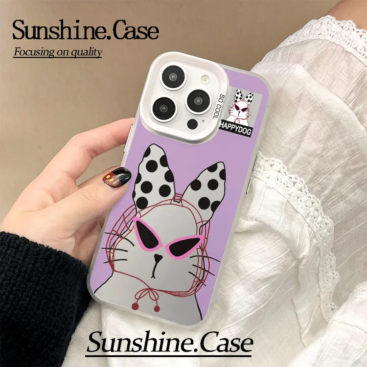 【彩银】酷酷兔子接适用于苹果16promax华为vivo小米防摔手机壳