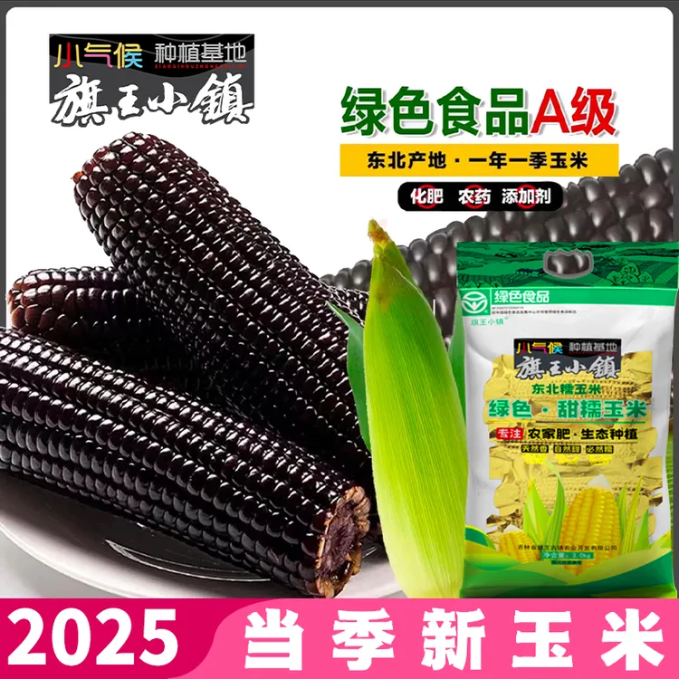 试吃2根】旗王小镇黑甜糯玉米绿色A级鲜嫩加热香甜玉米黑玉米甜糯