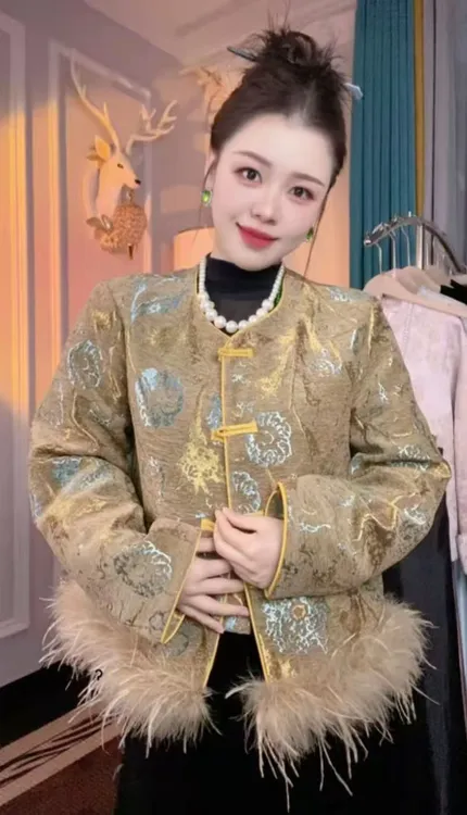 新中式女复古宽松型秋冬常规款时尚秋季短外套重工中国风轻奢
