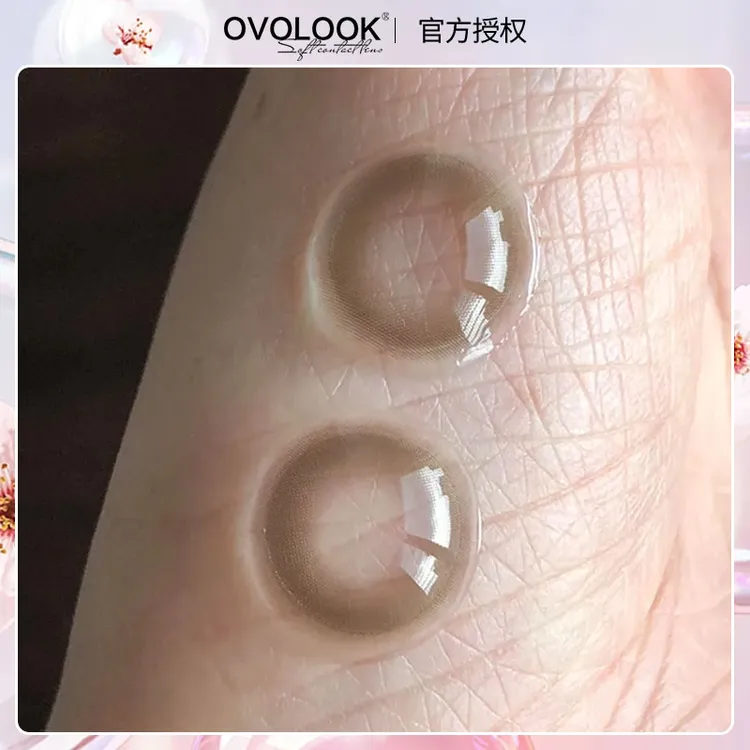 OVOLOOK无锁边自然棕色美瞳半年抛女学生小直径隐形眼镜甜心奶泡