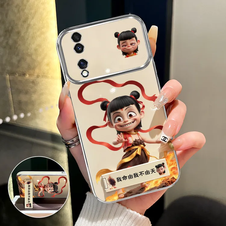 适用荣耀70/pro哪吒手机壳大视窗创意全包防摔可爱卡通网红女款