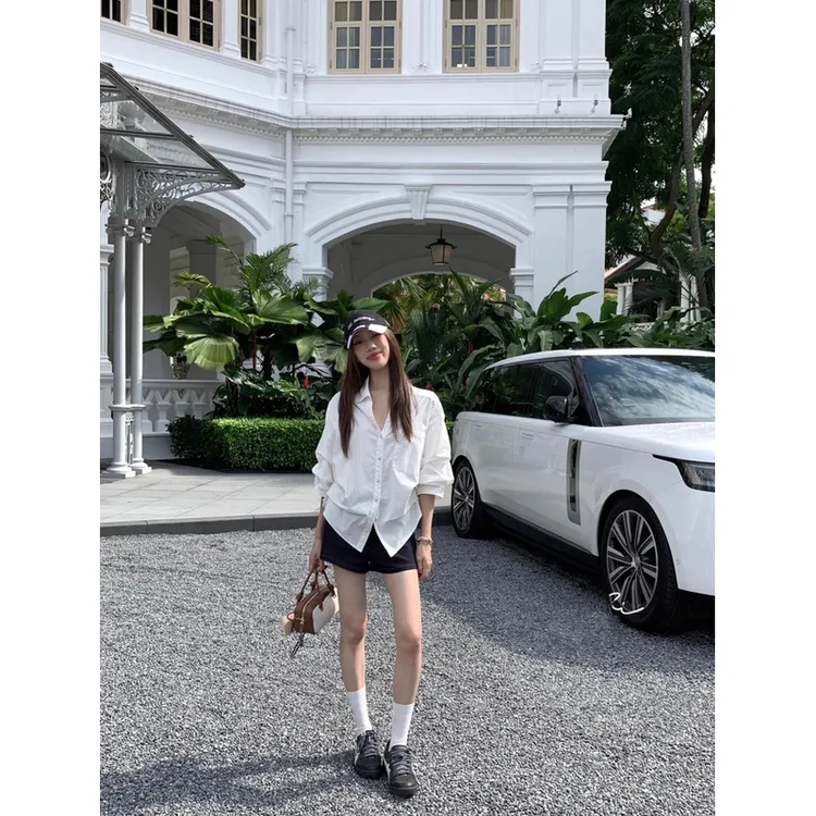 【会凹造型的白衬衫】韩版高级感泡泡袖上衣女气质收腰显瘦衬衫