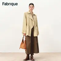 Fabrique Nina 秋冬新品杏仁黄偏门襟抽绳收腰休闲工装短款风衣