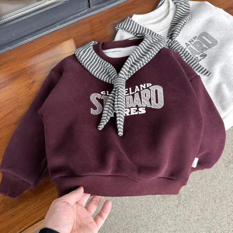 男童冬季加绒卫衣2025新款儿童韩范痞帅上衣男孩洋气保暖衣服-991