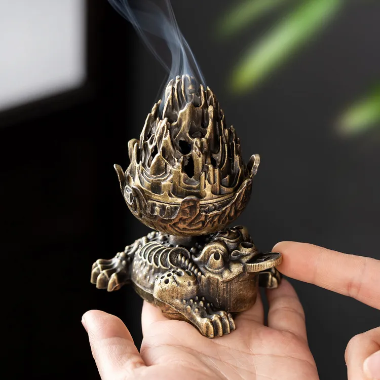 金蟾献瑞合金博山香炉小祥云无粘粉沉香檀香净化空气室内持久香薰