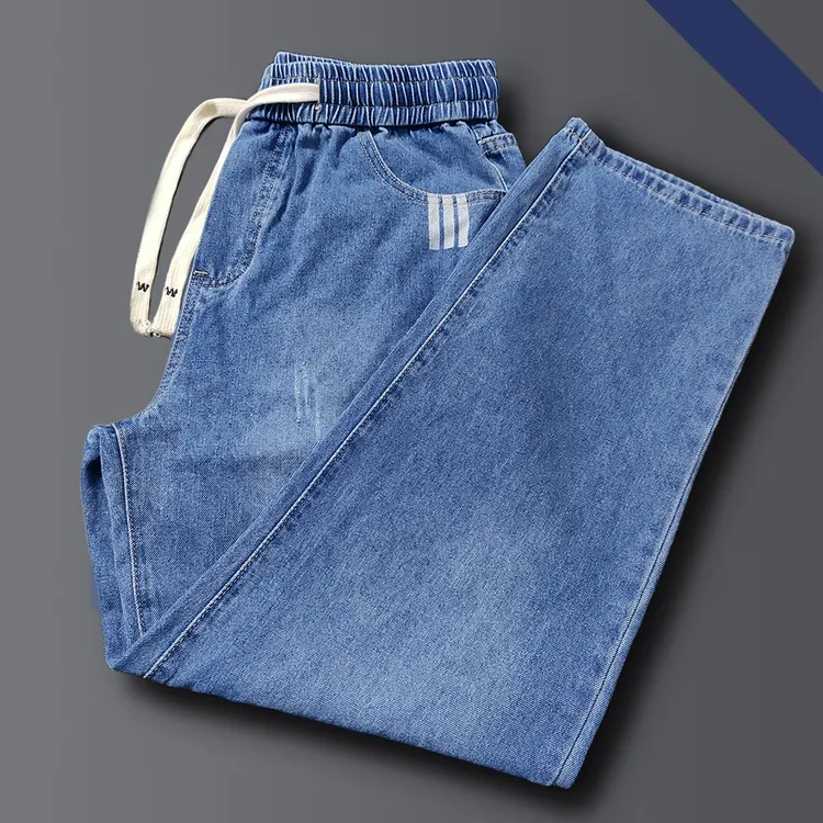 长裤港风微弹时尚简约牛仔裤薄款宽松裤子直筒裤休闲男裤潮流修身