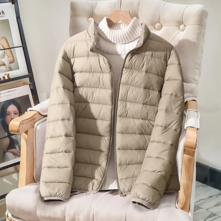 棉衣女冬短款轻薄棉服立领拉链外穿棉服修身保暖外套内胆小棉袄