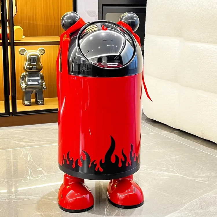 创意哪吒垃圾桶家用客厅高颜值新款带盖纸篓卧室可爱大容量收纳桶