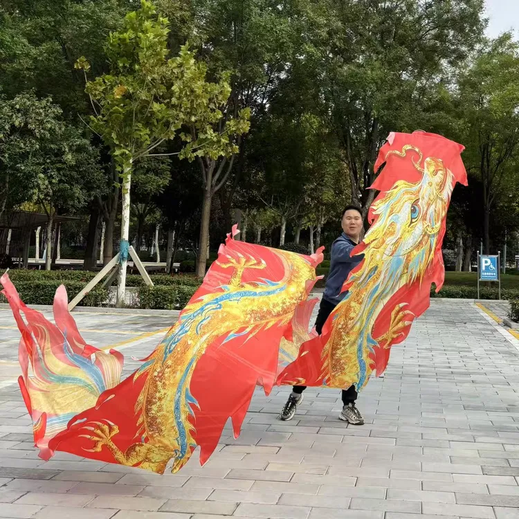 国腾新款8米洒金龙炫彩龙健身龙不锈钢镂空龙头可水洗龙衣套装