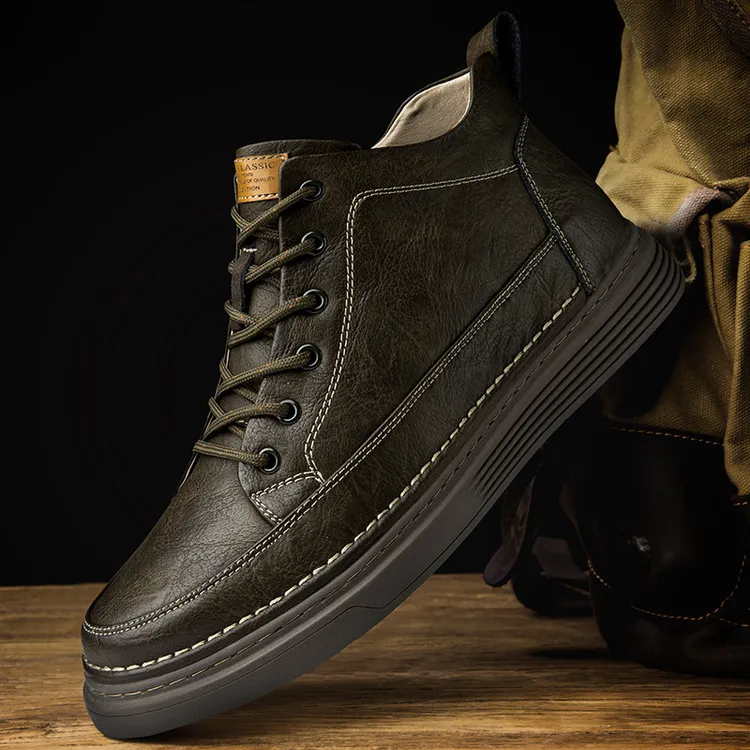 路易圣戈希男女鞋高帮皮面板鞋百搭时尚短靴休闲鞋情侣马丁靴男款