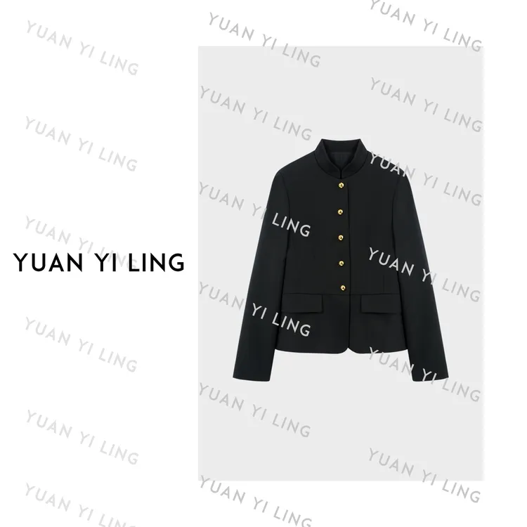袁艺灵【罗丹夜色】澳毛高奢设计款极简高智感立领气质外套9067