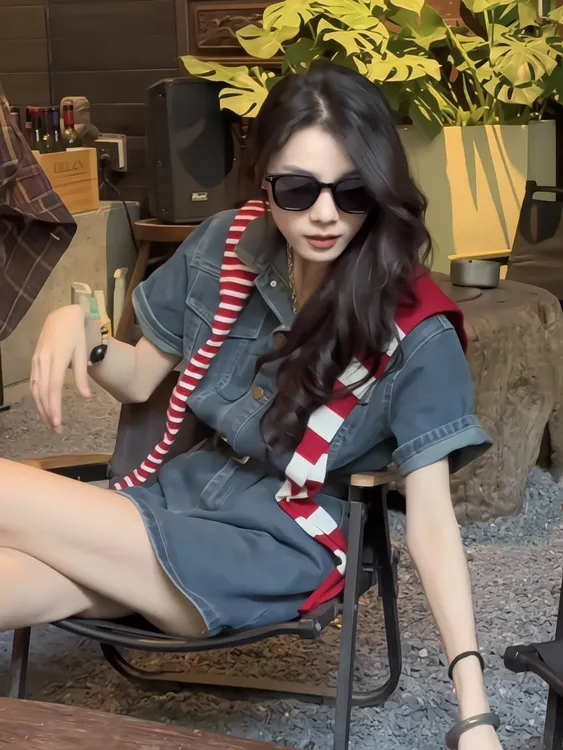 港味复古牛仔连衣裙女2025年春夏新款一整套搭配小个子牛仔连体裙