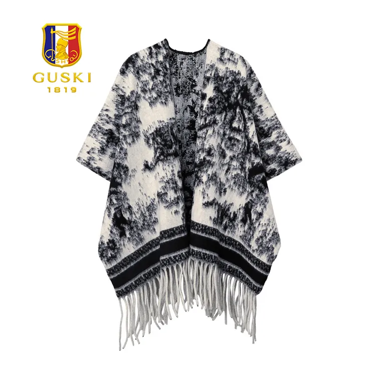 GUSKI 品牌女士披肩民族风秋季红色披肩波西米亚流苏围巾潮流时尚