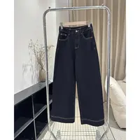 【66098-黑金色】XOXO家 四面弹 直筒阔腿裤 刺绣设计宽松显瘦