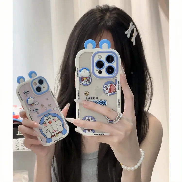 欧克里里蓝胖子立体耳朵适用苹果16promax手机壳华为vivo小米oppo