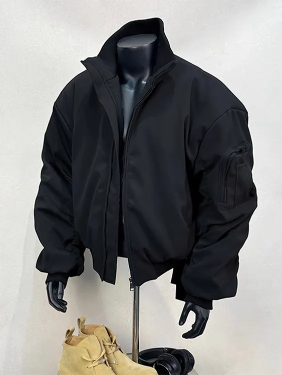 飞行夹克外套男款秋冬美式廓形短款工装棉服立领bomber棒球服棉衣