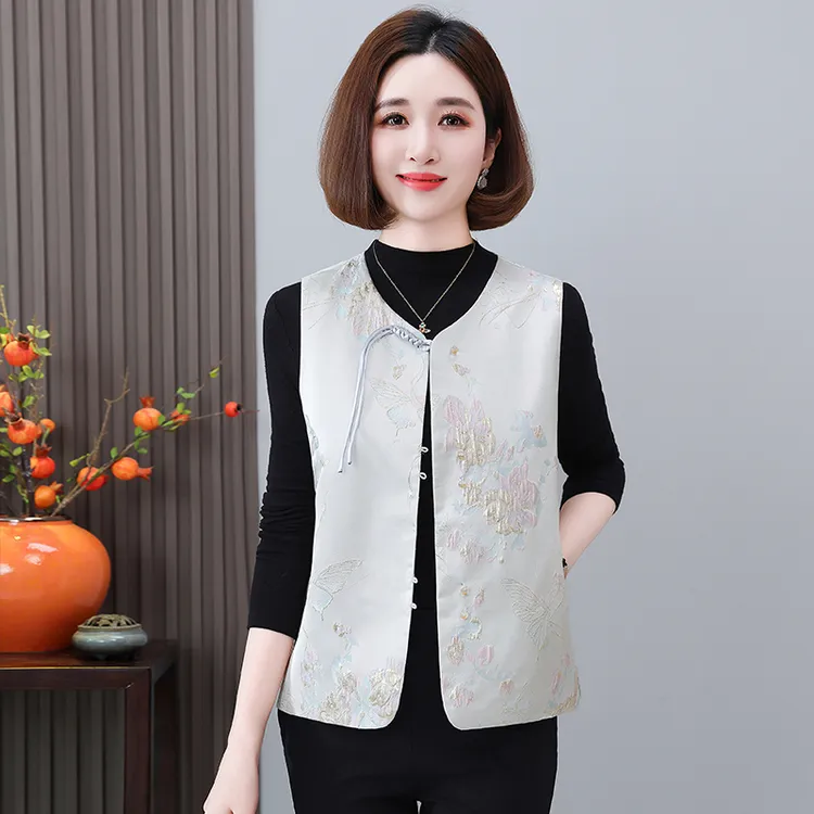 新中式国风马甲女款春秋季新款背心刺绣气质流苏盘扣坎肩马夹上衣